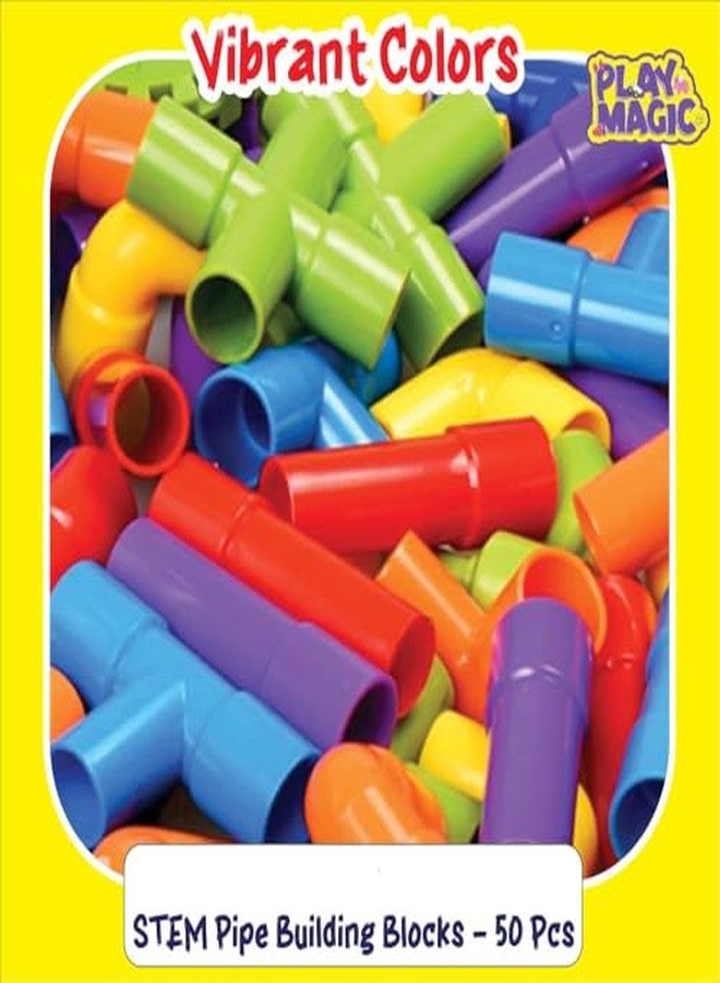 PlayMagic STEM Learning 50 Pcs Pipe Tube Toy with Wheels Pipes Joints, Tube Locks Construction Building Blocks, Educational Building Learning Toys Safe for All Ages Kids Boys Girls - Image 3
